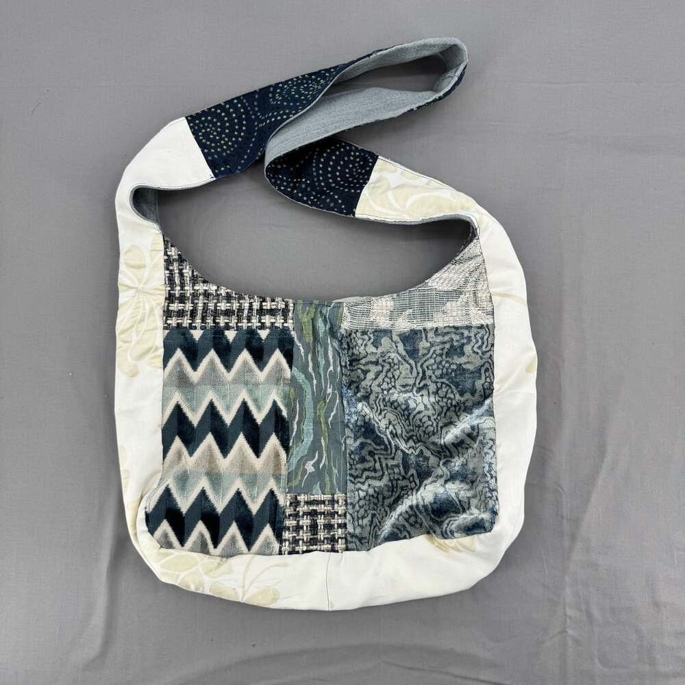 Naomi Spinak Handmade Patchwork Upholstery Fabric Hobo Crossbody Shoulder Bag